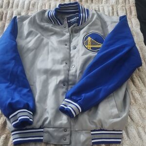 Blue And Grey Golden State Warriors Vasity Jacket